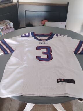 NFL White Jersey with Blue and Red Accents
